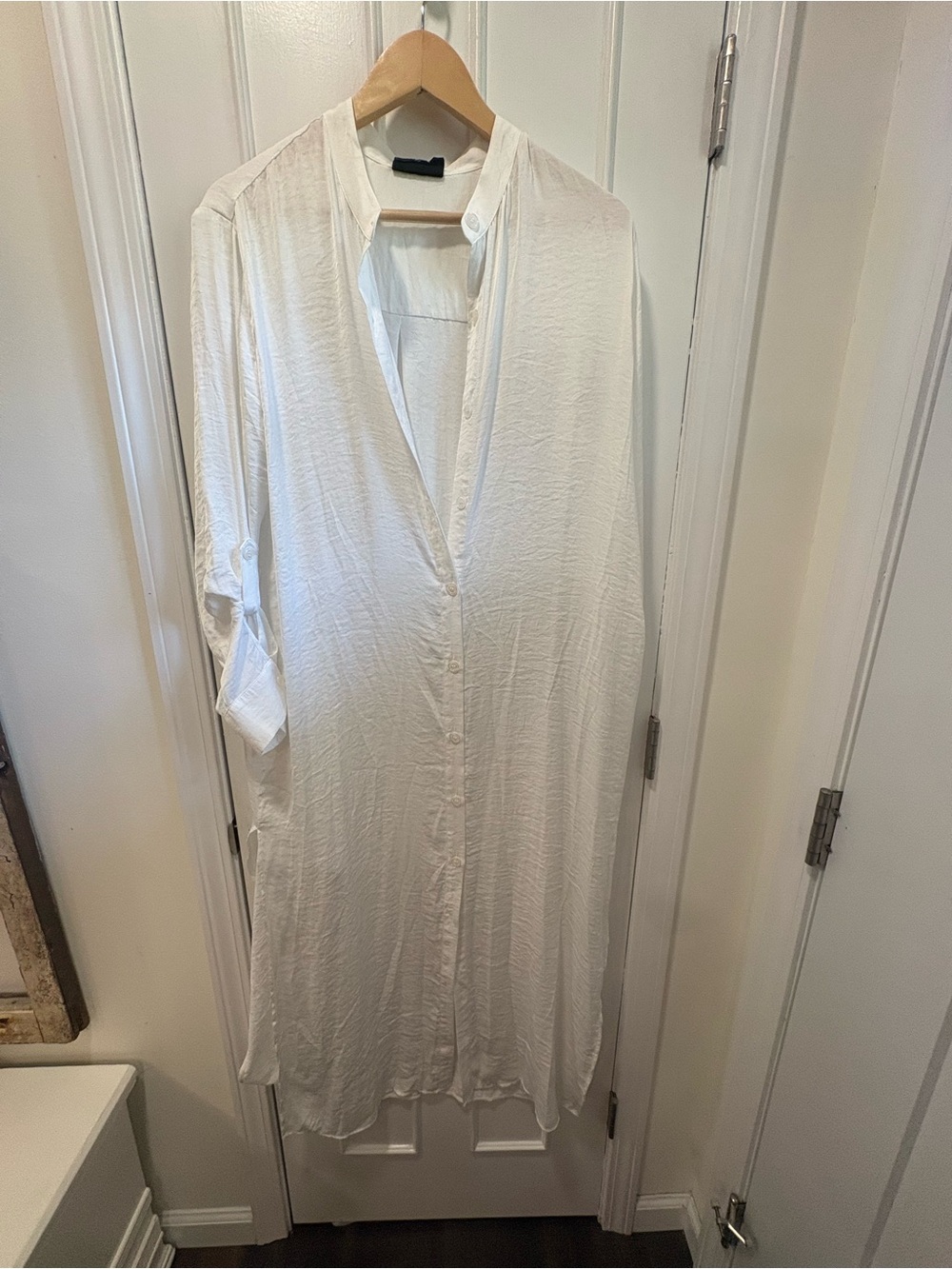 summersalt White Button-Front Maxi Shirt Dress